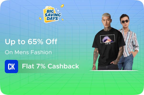 Flipkart : Upto 65% Off on Mens Fashion + Flat 7% Cashkaro Cashback